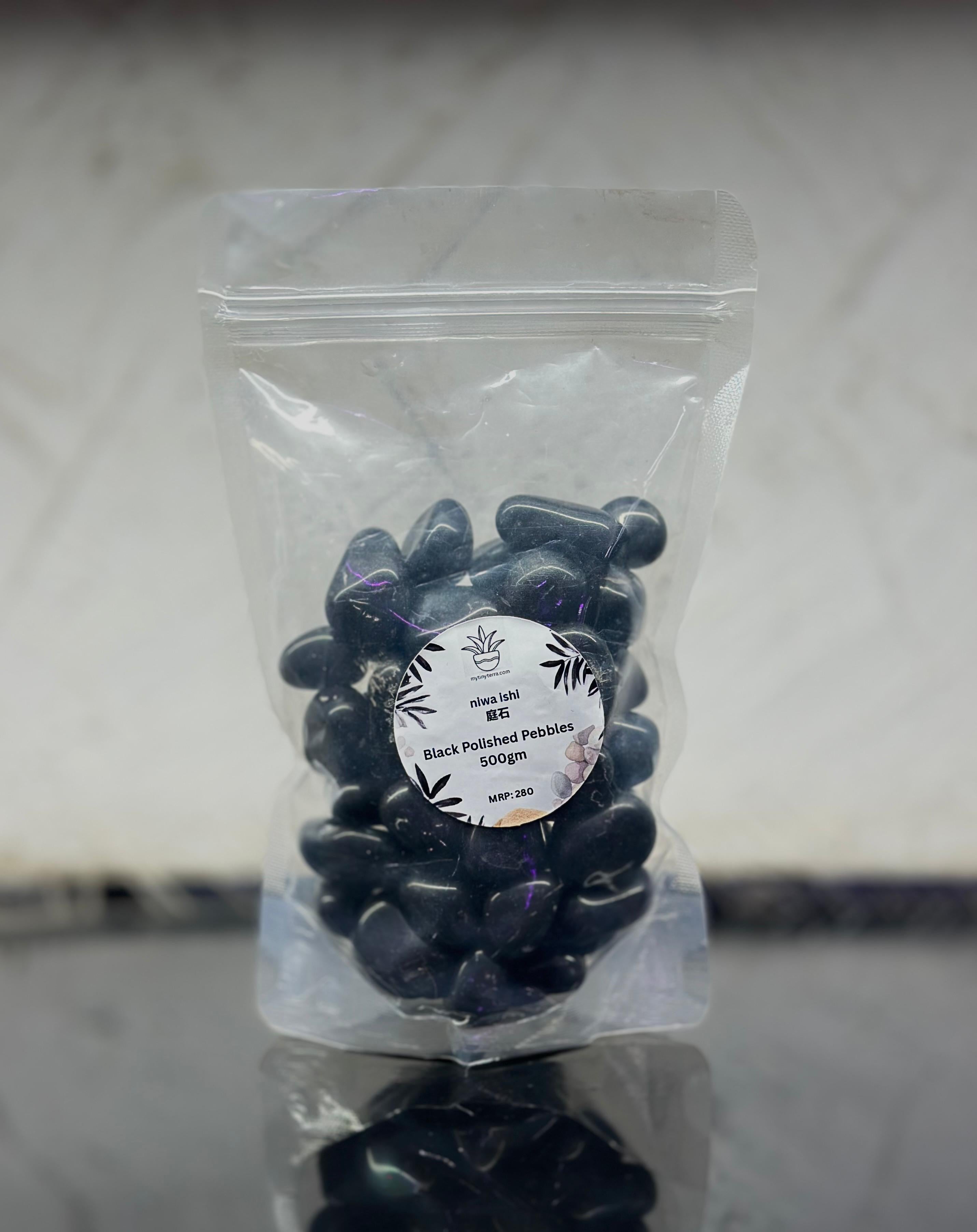 Niwa-ishi (庭石) – Black Polished Pebbles 500g