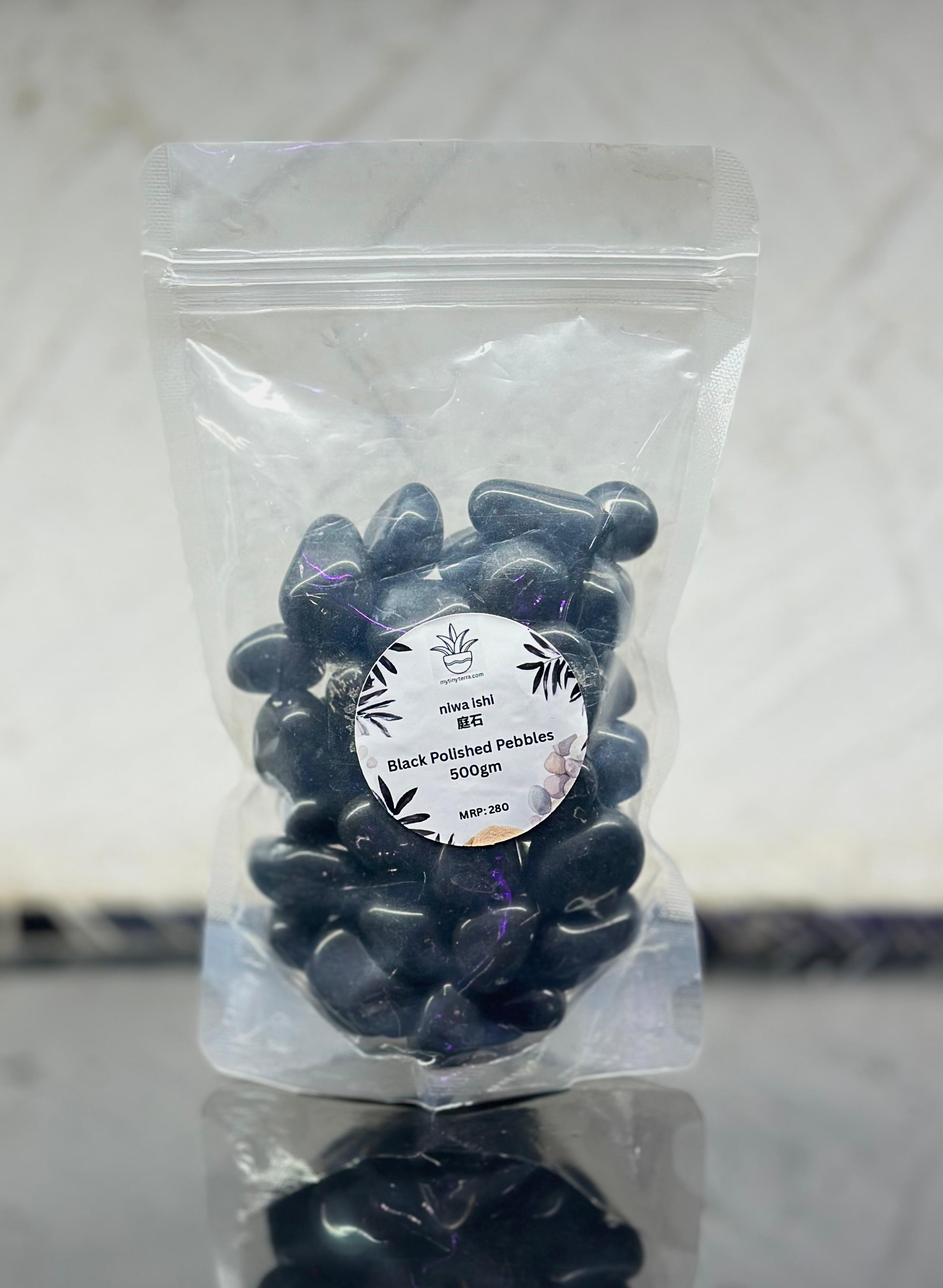 Niwa-ishi (庭石) – Black Polished Pebbles 500g