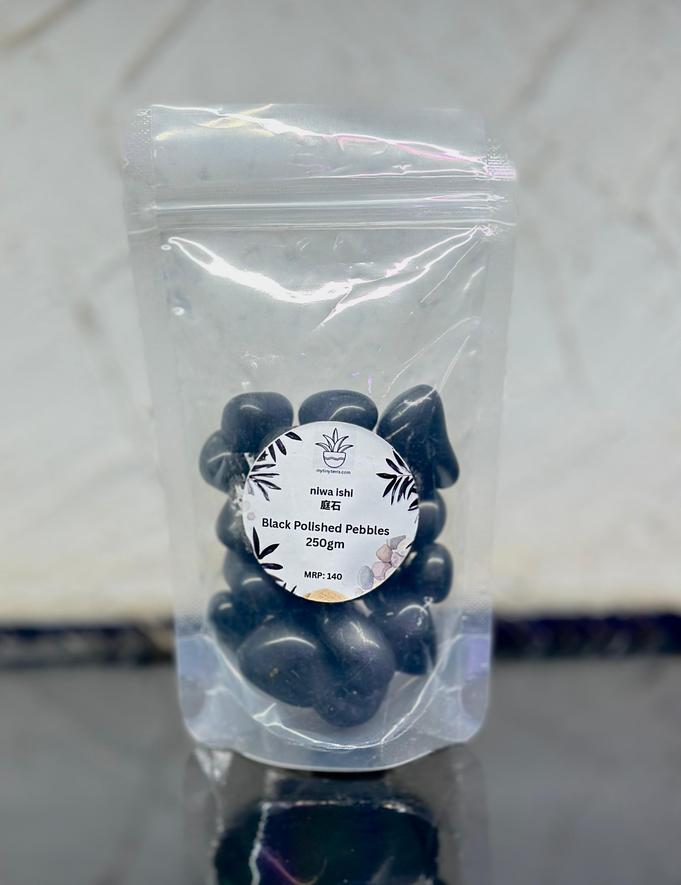 Niwa-ishi (庭石) – Black Polished Pebbles 250g