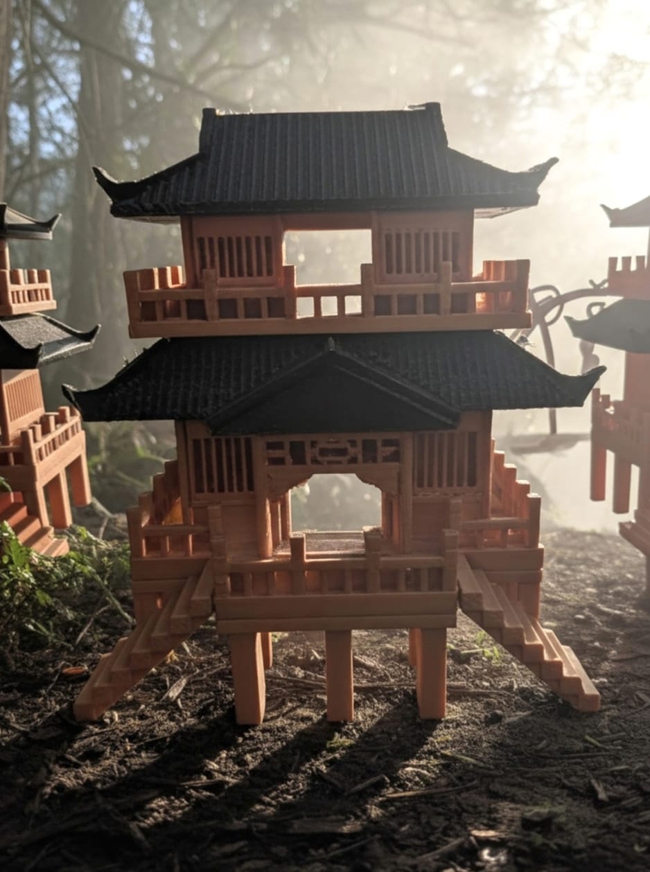 3D - Japanese Brown & Black House - Single