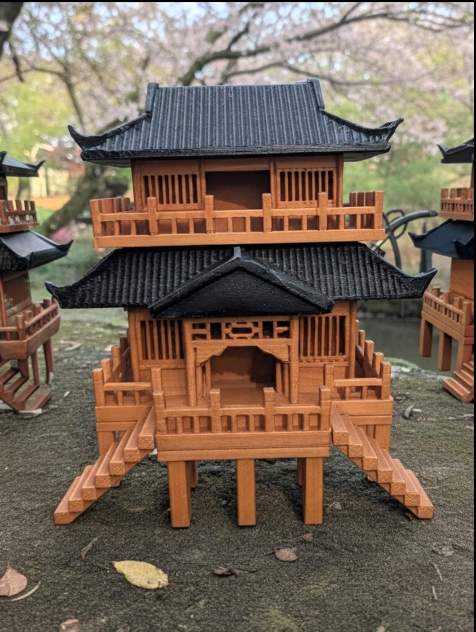 3D - Japanese Brown & Black House - Single