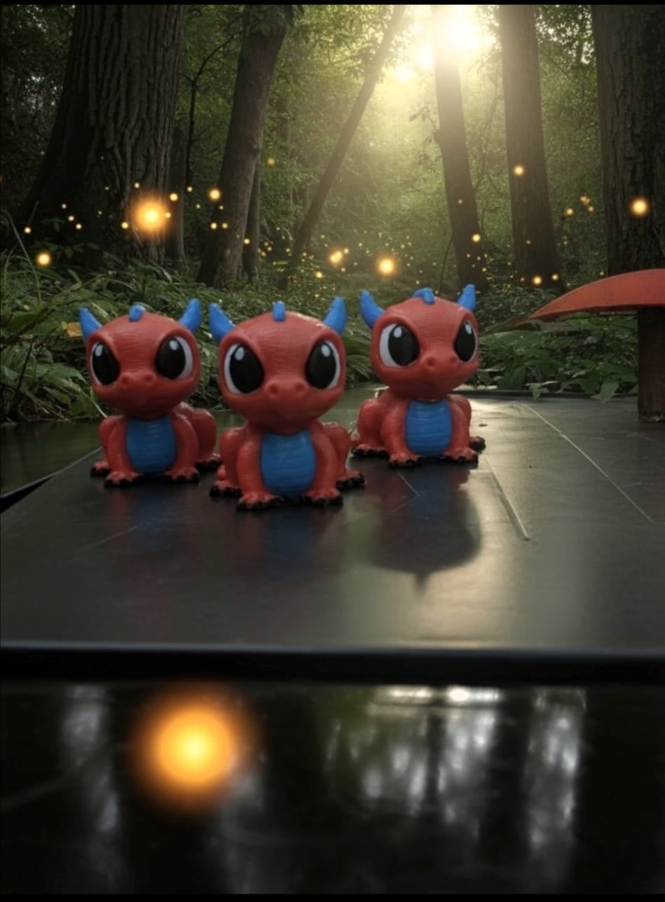 3D Red and Blue Dragon (Small) - Single