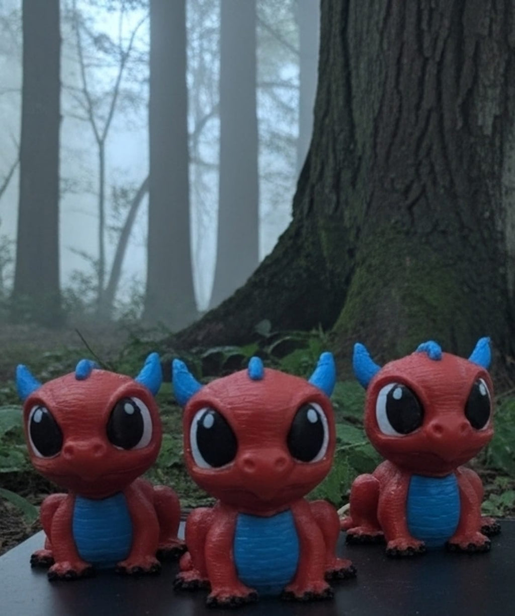 3D Red and Blue Dragon (Small) - Single