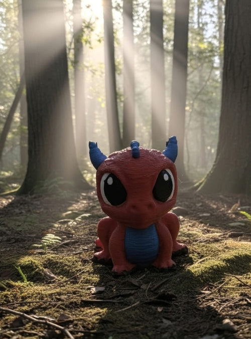 3D Red and Blue Dragon (Small) - Single