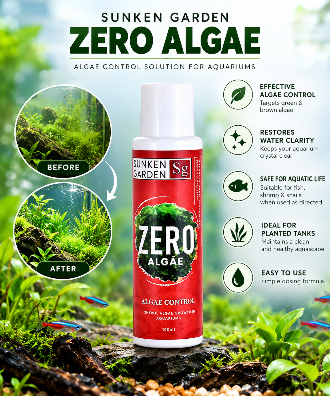 Sunken Garden Zero Algae Free - 100ml