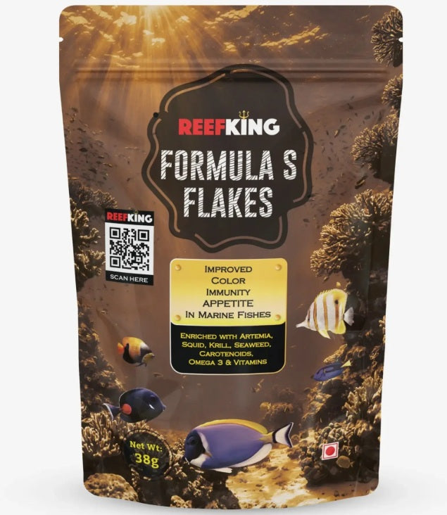 ReefKing Formula S Flakes – Artemia, Squid & Krill Enriched Fish Food