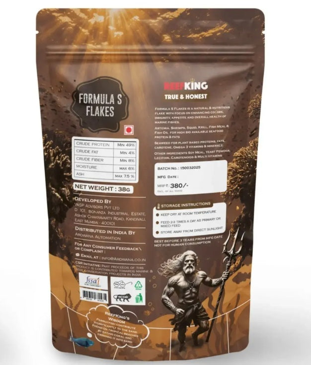 ReefKing Formula S Flakes – Artemia, Squid & Krill Enriched Fish Food
