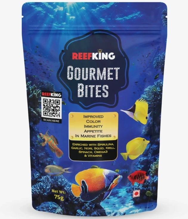 Reefking Gourmet Bites Spirulina Garlic Nori Squid Enriched Food For Marine Fishes 75G