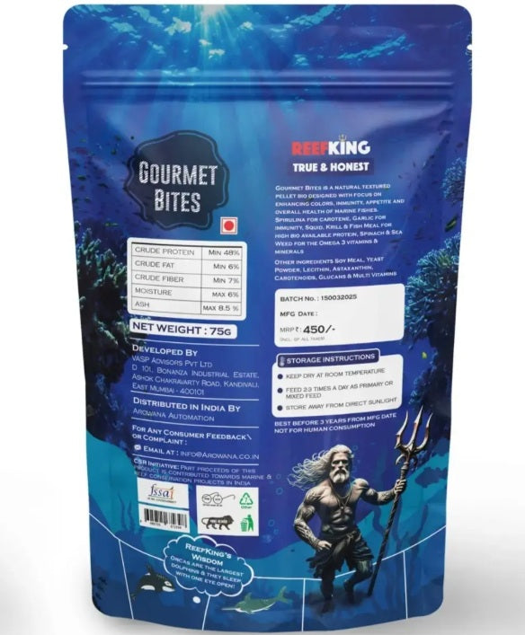 Reefking Gourmet Bites Spirulina Garlic Nori Squid Enriched Food For Marine Fishes 75G