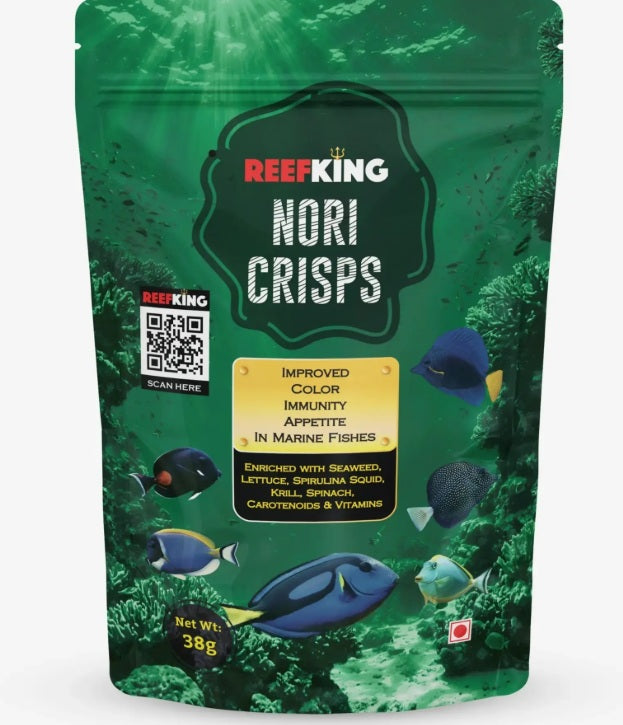 Reefking Nori Crisps Marine Flakes Enriched with Seaweed, Lettuce, Spirulina Squid, Krill, Spinach, Carotenoids Vitamins
