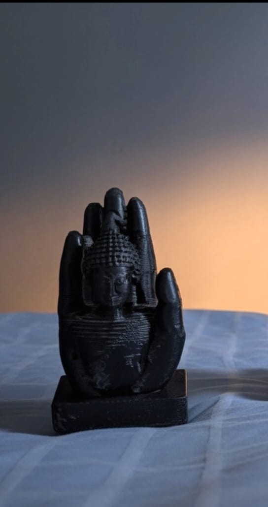 3D Palm Buddha - Single (Black & White)
