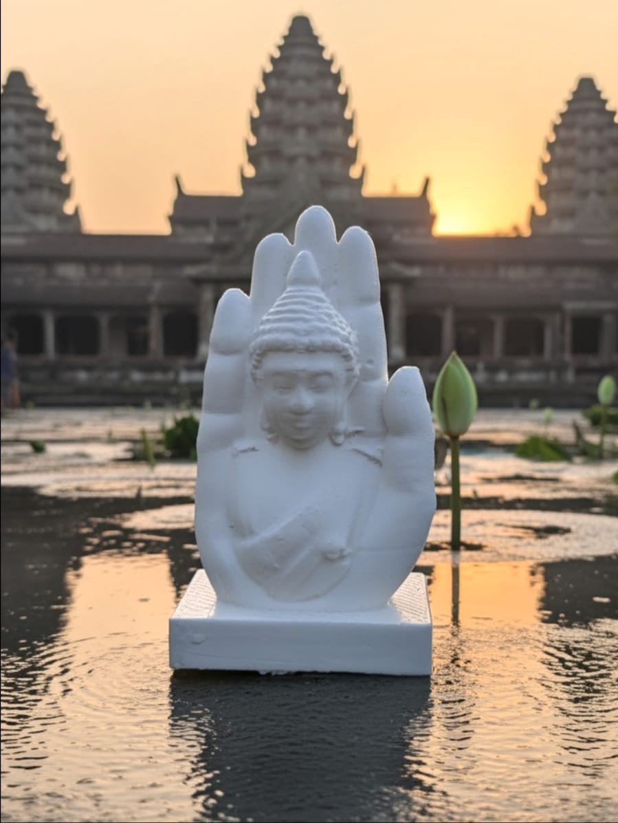 3D Palm Buddha - Single (Black & White)