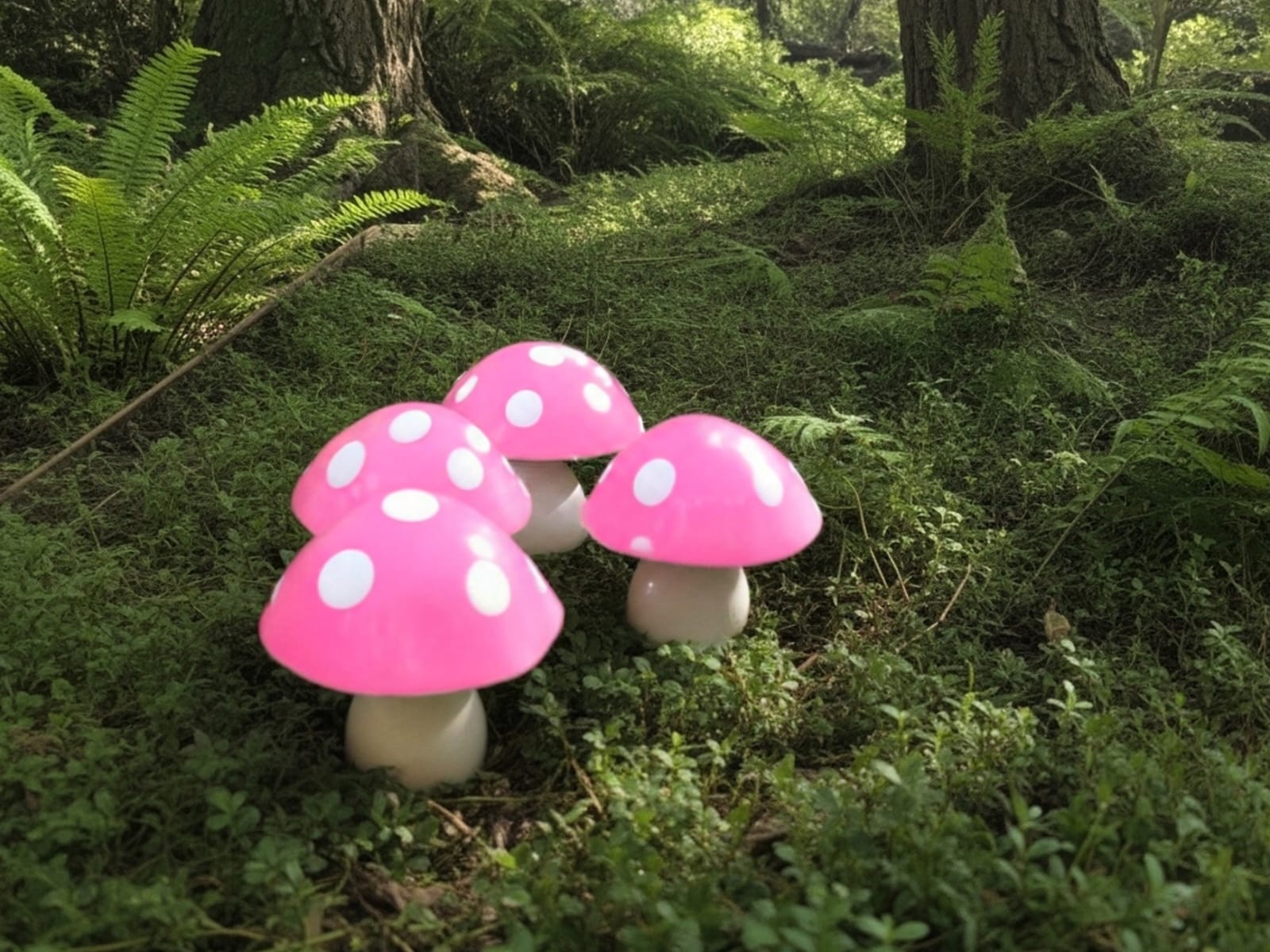 3D Pink and White Mushrooms